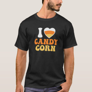 I Love Candy Corn Heart Funny Kids Adults Groovy H T-Shirt