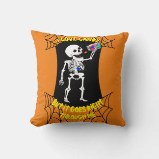 I Love Candy Skeleton Pillow