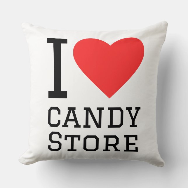 I love candy store throw pillow (Front)
