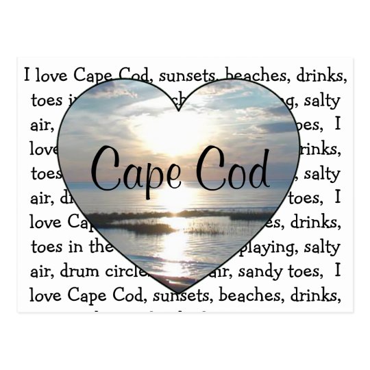 I Love Cape Cod Beach Heart Post Card