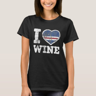 I Love Cape Verdean Wine Cabo Verde Heart Flag T-Shirt
