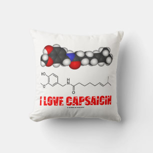 I Love Capsaicin Chili Pepper Chemical Molecule Throw Pillow