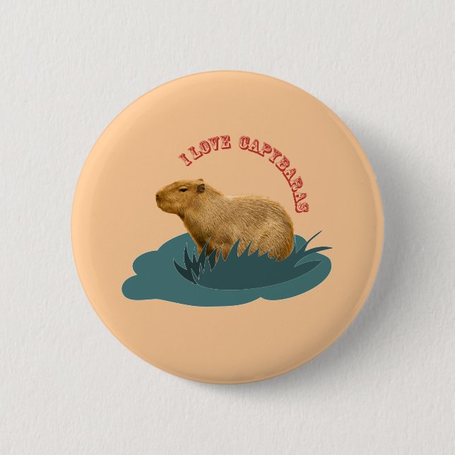 I Love Capybaras Cute Capybara Lover 2 Inch Round Button (Front)