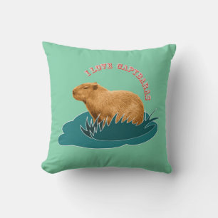 I Love Capybaras Cute Capybara Lover Throw Pillow