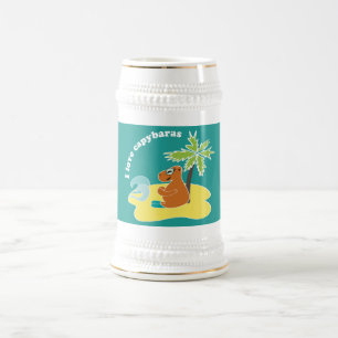 I Love Capybaras Tropical Beach Art Beer Stein