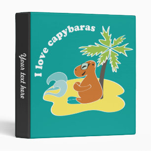 I Love Capybaras Tropical Beach Art Binder