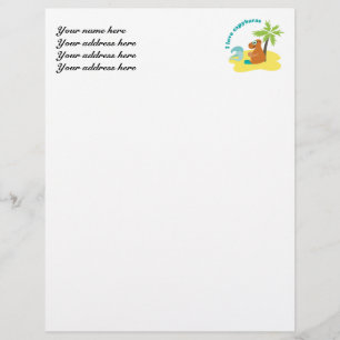 I Love Capybaras Tropical Beach Art Letterhead