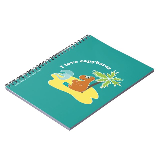 I Love Capybaras Tropical Beach Art Notebook (Left Side)