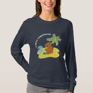 I Love Capybaras Tropical Beach Art T-Shirt