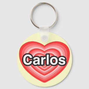 I love Carlos. I love you Carlos. Heart Keychain