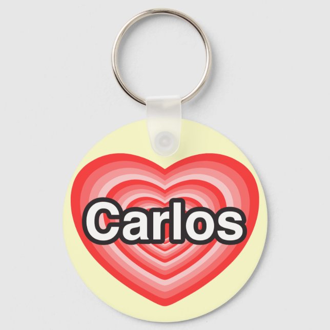 I love Carlos. I love you Carlos. Heart Keychain (Front)