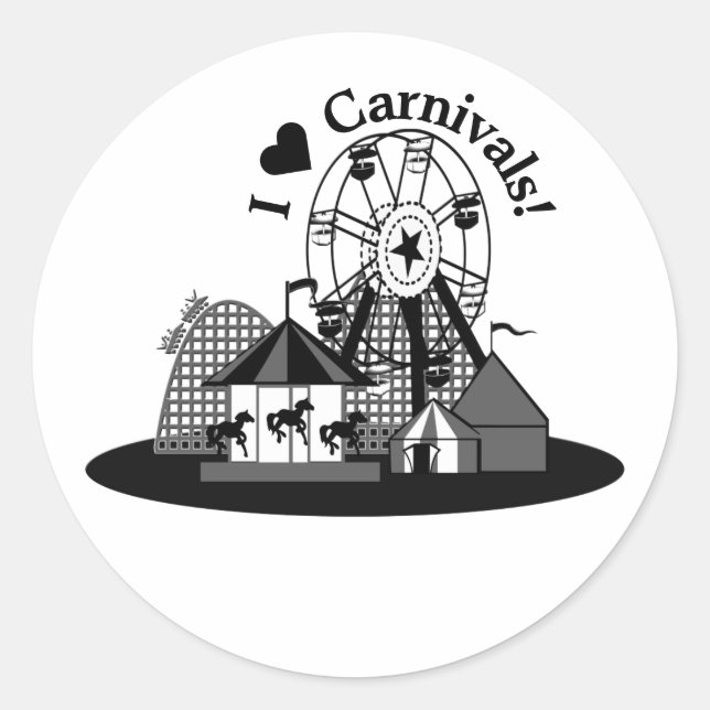 I Love Carnivals! Classic Round Sticker (Front)