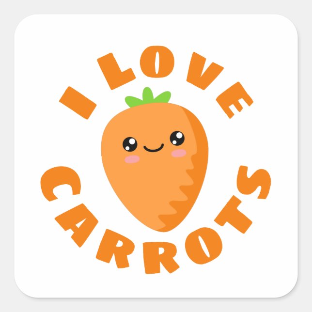 I love Carrots Square Sticker (Front)