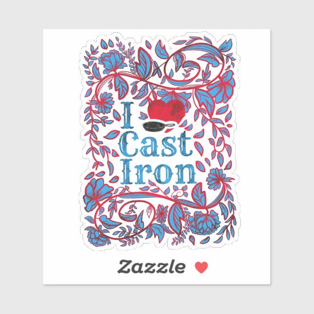 I Love Cast Iron Sticker Floral Sticker (Feuille)