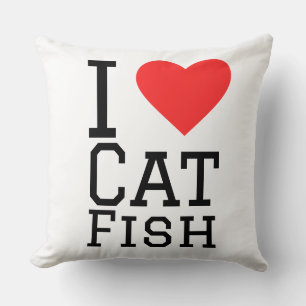 I love cat fish throw pillow