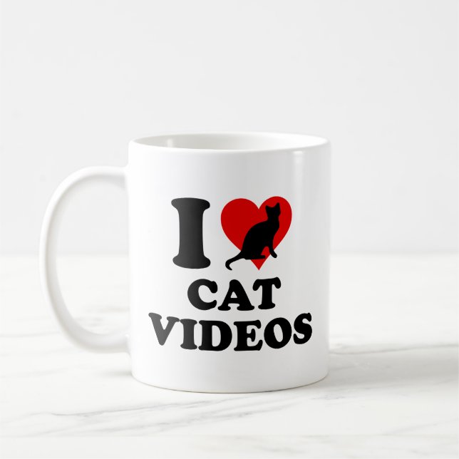 I Love Cat Videos Coffee Mug (Left)