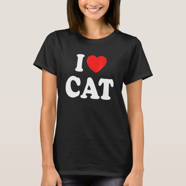 I Love Cat With A Red Heart T-Shirt (Front)