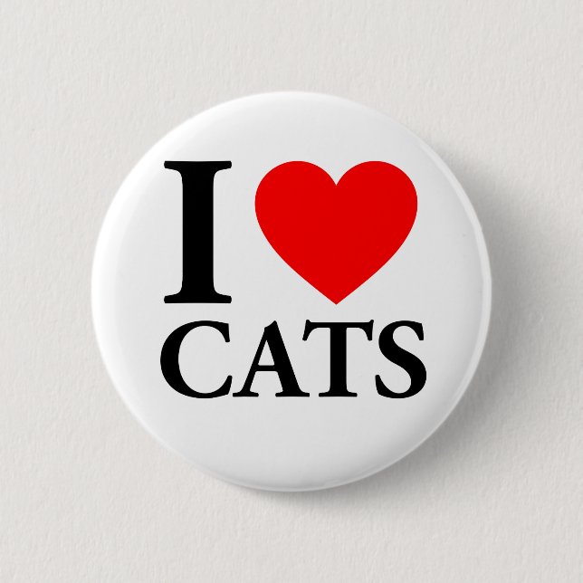 I Love Cats 2 Inch Round Button (Front)