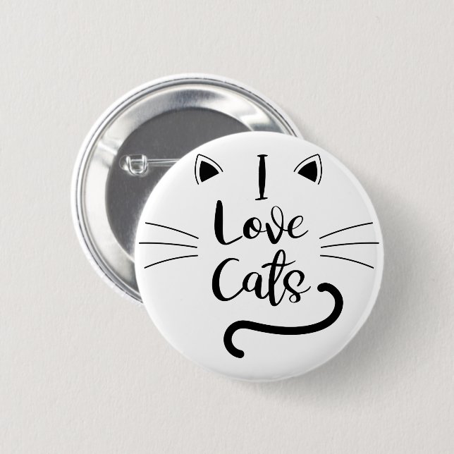 I Love Cats 2 Inch Round Button (Front & Back)