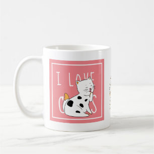 I Love Cats - Adorable Cartoon Illustration Coffee Mug