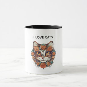 I LOVE CATS AMAZING ART CATS LOVERS DESIGN MUG