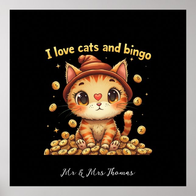  I Love Cats and Bingo Perfect Combo Bingo Love Poster (Front)