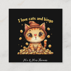 I Love Cats and Bingo Perfect Combo Bingo Love Square Business Card