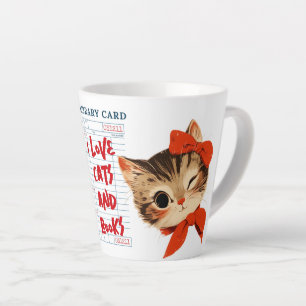 I Love Cats and Books Latte Mug
