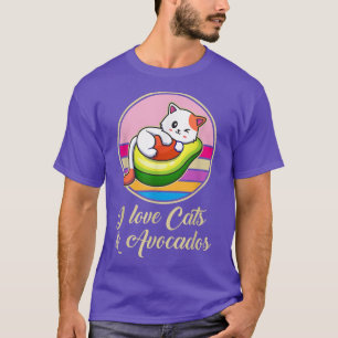 I love Cats & Avocados Retro Vegans Vegetarian Des T-Shirt