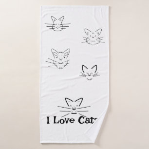   I Love Cats  Bath Towel