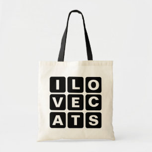 I Love Cats Black Block Letters Tote Bag