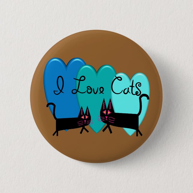 I love cats--Black Cat Art gifts 2 Inch Round Button (Front)