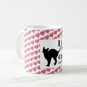 I love Cats & Black Cat Morning Coffee / Heart Mug