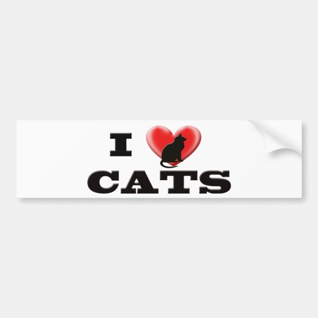 I Love Cats Bumper Sticker (Front)