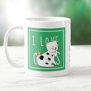 I Love Cats Cute Cartoon Illustration Kids Pawty Coffee Mug