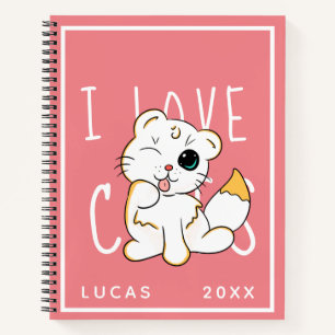 I Love Cats Cute Name Template Notebook