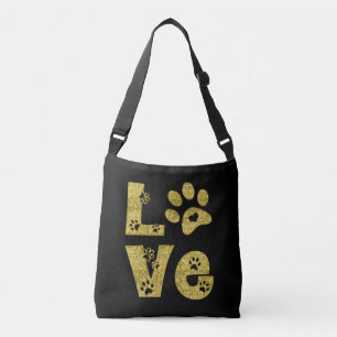 I love cats - gold glitter - crossbody bag