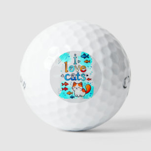 I LOVE CATS GOLF BALLS