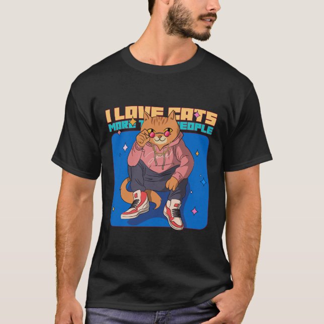 I Love Cats More Than People, Cat T-Shirt (Front)