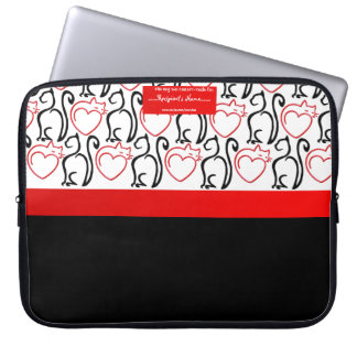 I Love Cats! (Red+Black Outlines) Personalized Laptop Sleeve