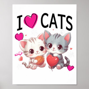 I love cats Shirt Just a girl who loves Cats Gifts Poster