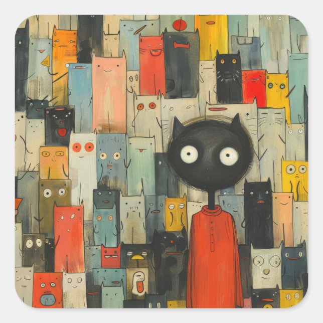 i love cats square sticker (Front)