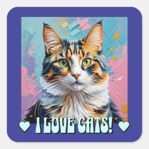 I Love Cats! Square Sticker