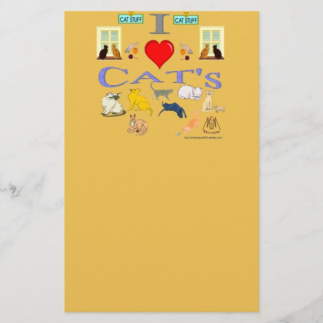 I Love Cat's Stationery (Front)