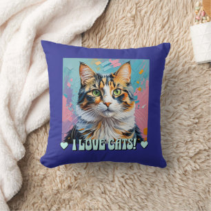 I Love Cats! Throw Pillow