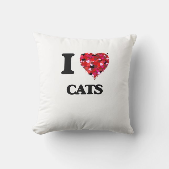 I love Cats Throw Pillow (Front)