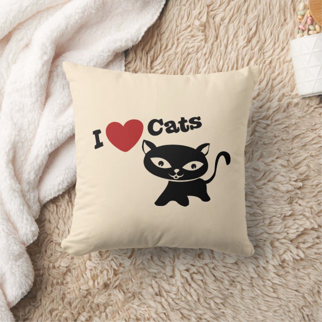 I love cats throw pillow (Blanket)