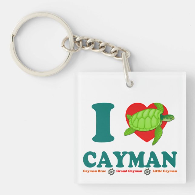 I Love Cayman Caribbean Style Souvenir Keychain (Front)