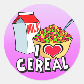 I LOVE CEREAL CLASSIC ROUND STICKER