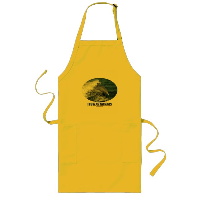 I Love Cetaceans (Bottlenose Dolphin Breaching) Long Apron (Front)